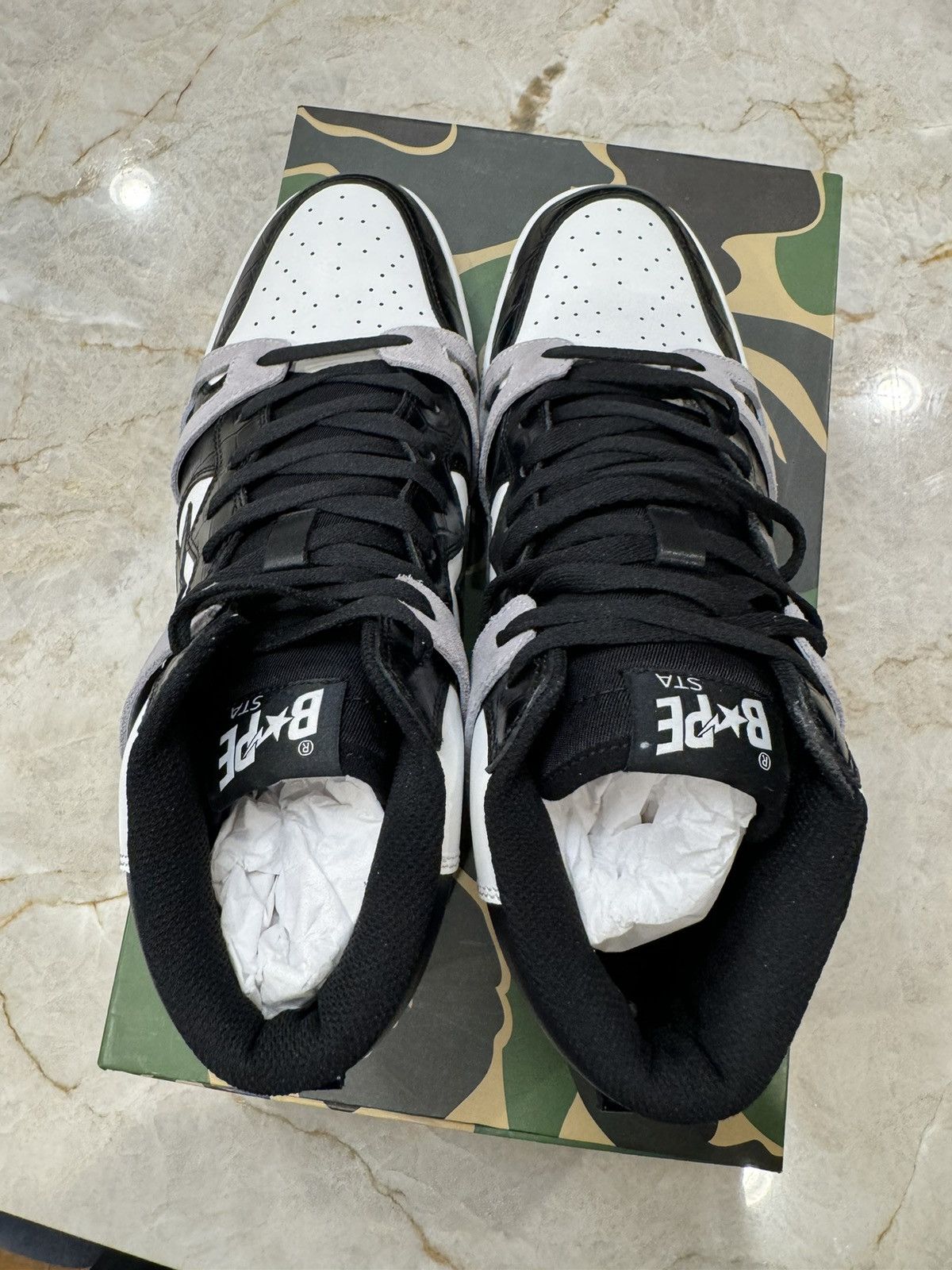Bape Bape Court Sta High "BLACK WHITE" - Size 12 Size US 12 / EU 45 - 6 Thumbnail