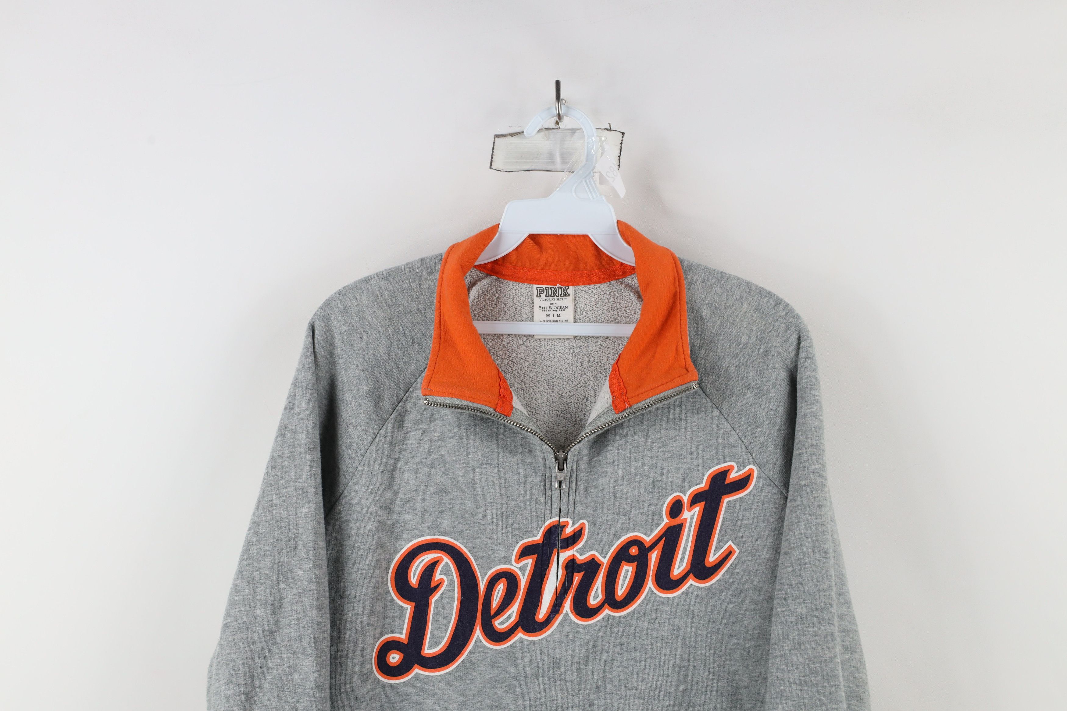 Pink × Vintage Pink Victorias Secret Tigers Baseball Half Zip Sweatshirt Size M / US 6-8 / IT 42-44 - 2 Thumbnail