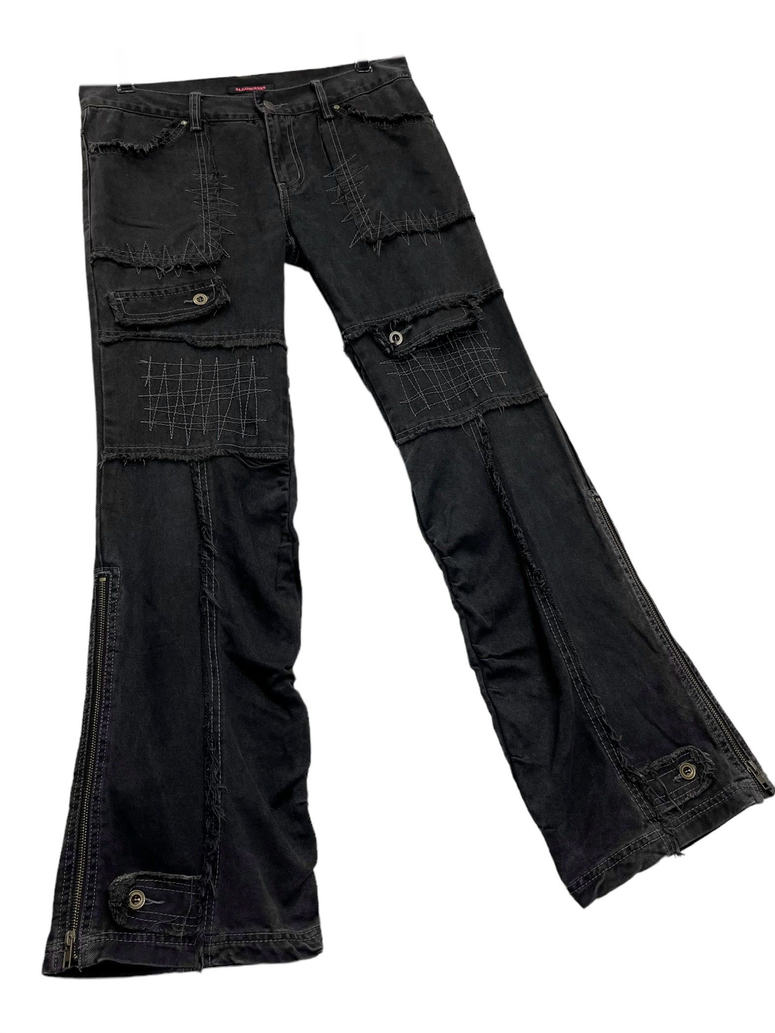 Seditionaries 💀PUNK SKULL🔥90’s ALGONQUINS Frayed Denim Flared Zipper Leg Size US 30 / EU 46 - 11 Thumbnail