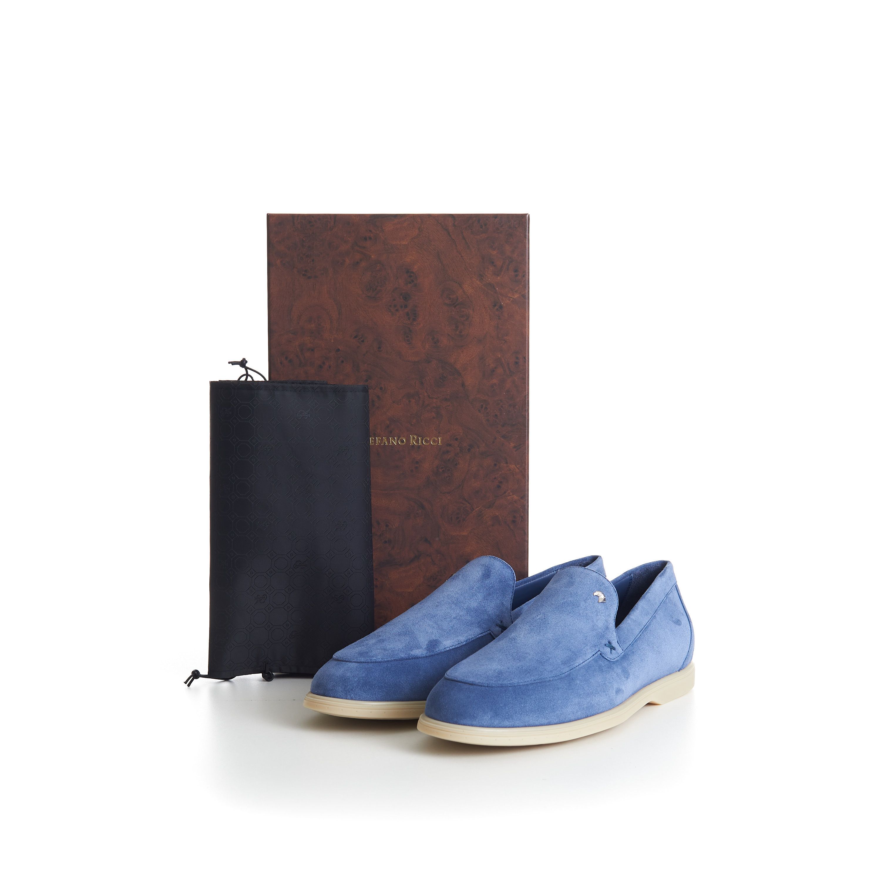 Stefano Ricci Blue Suede Slip-On Loafers - Eagle Head Application Size US 10 / EU 43 - 13 Thumbnail
