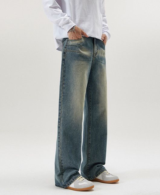 Vintage American-style men's straight-leg baggy washed denim jeans Size US 32 / EU 48 - 2 Thumbnail
