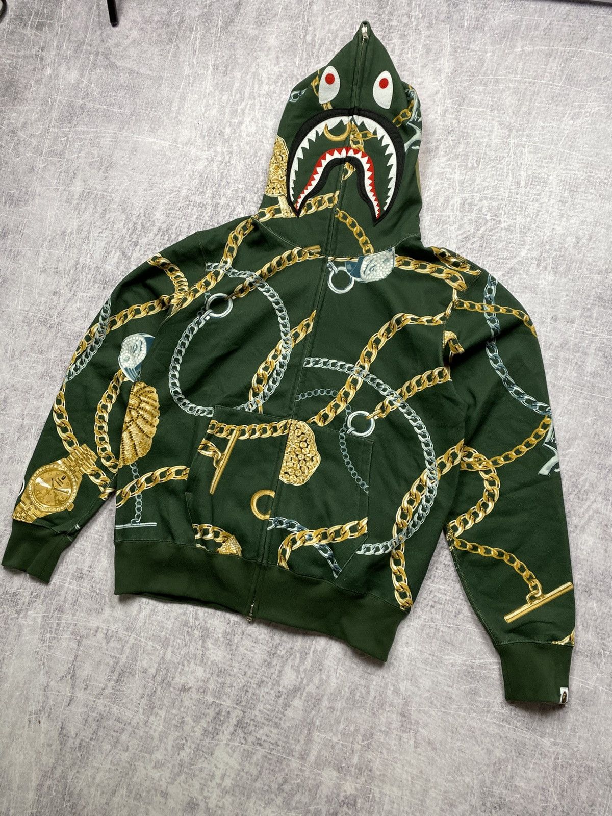 Bape A Bathing Ape Bape Jewels Shark Full Zip Hoodie in Cotton Size US L / EU 52-54 / 3 - 3 Thumbnail