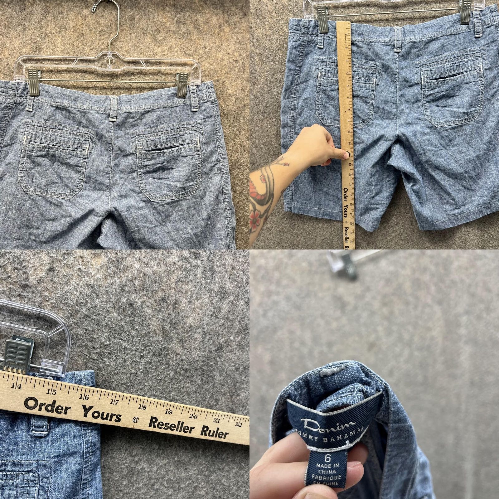Tommy Bahama VINTAGE Tommy Bahama Shorts Women 6 Blue Denim Flat Front Chino Casual Cotton 8 In Inseam Mens Women Girls Size 28" / US 6 / IT 42 - 8 Thumbnail
