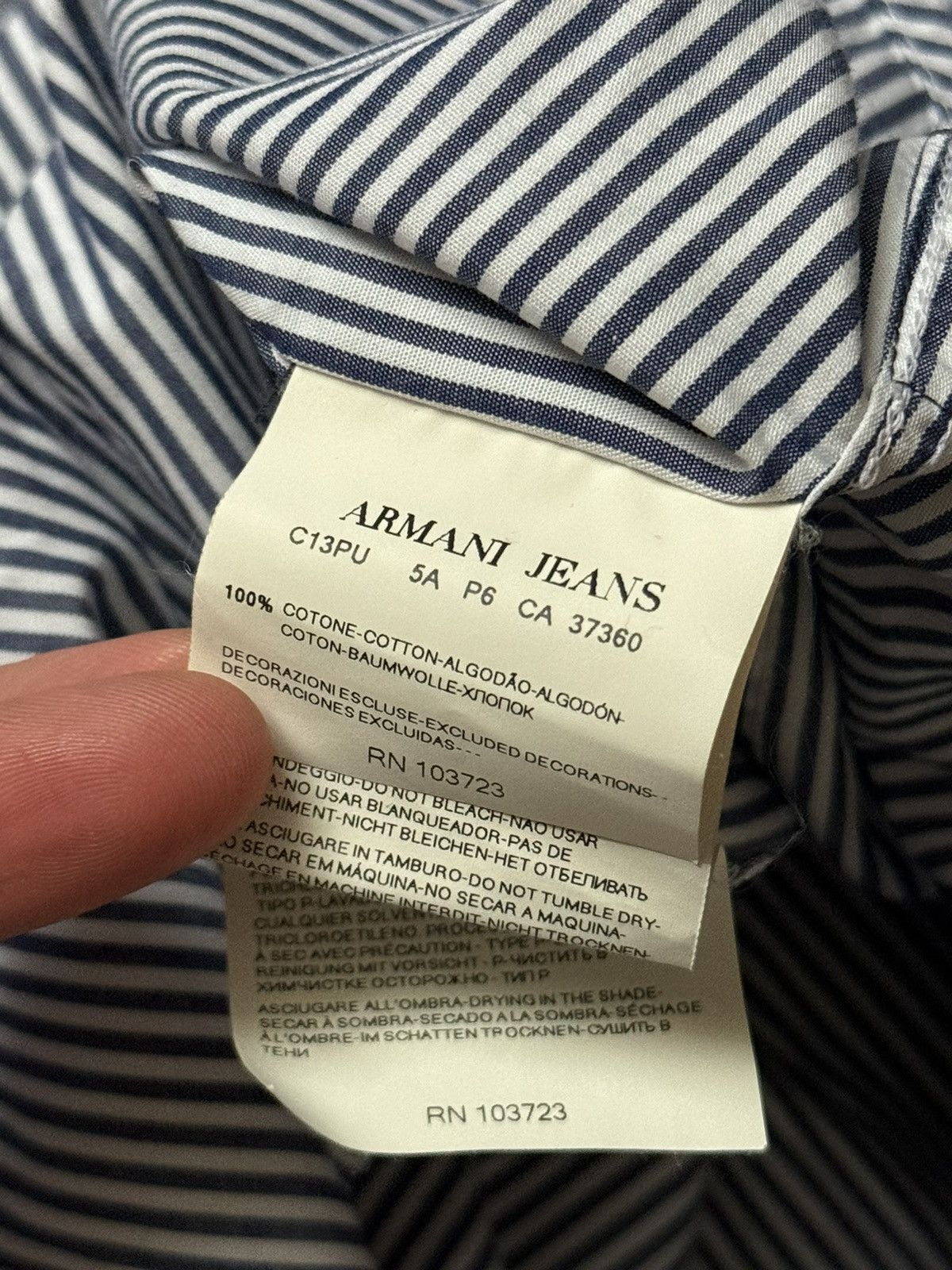 Armani × Vintage Armani Jeans XL striped shirt polo long sleeve button up Size US M / EU 48-50 / 2 - 12 Thumbnail