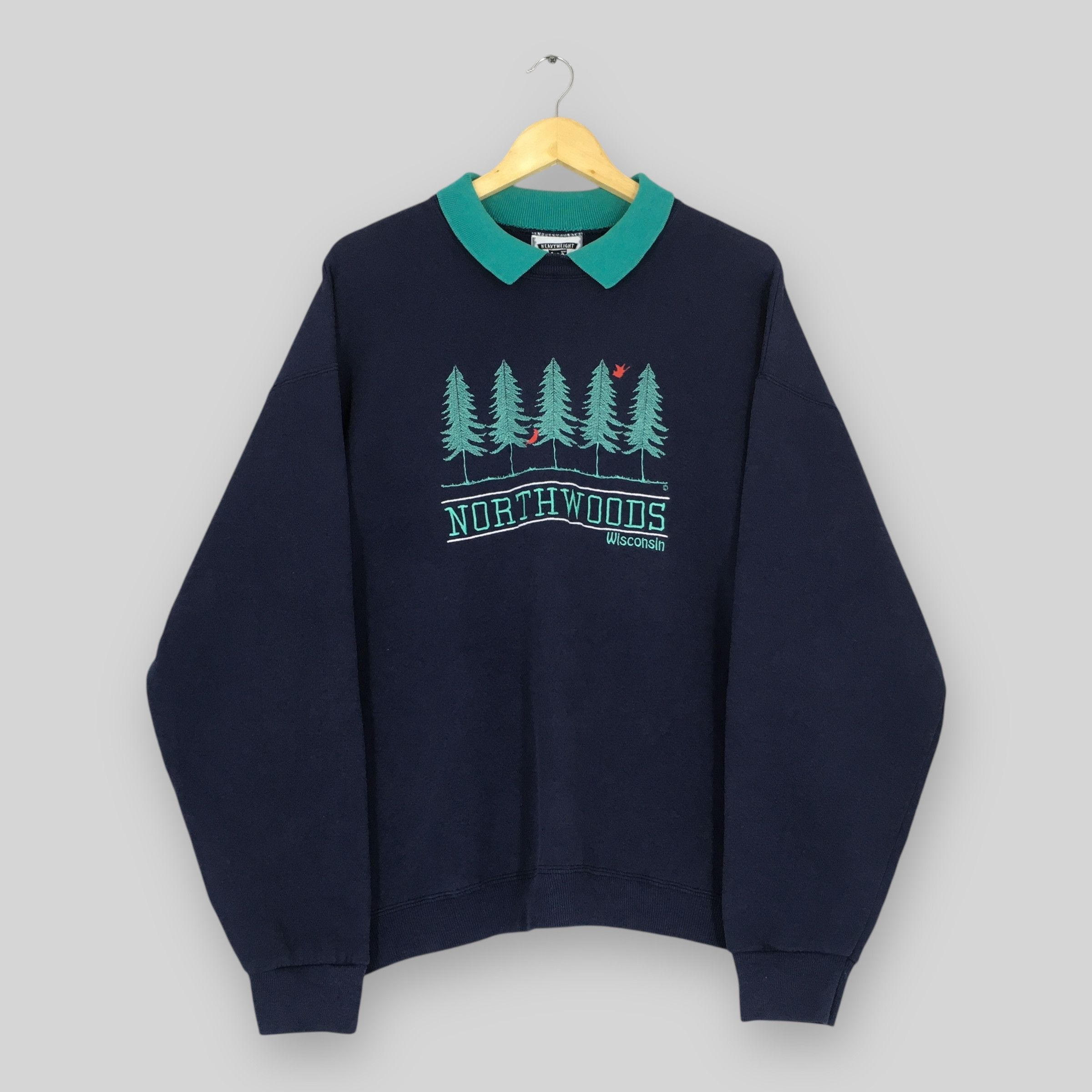 Vintage Vintage 90s Northwoods Wisconsin Blue Sweatshirt XLarge Size US XL / EU 56 / 4 - 1 Thumbnail