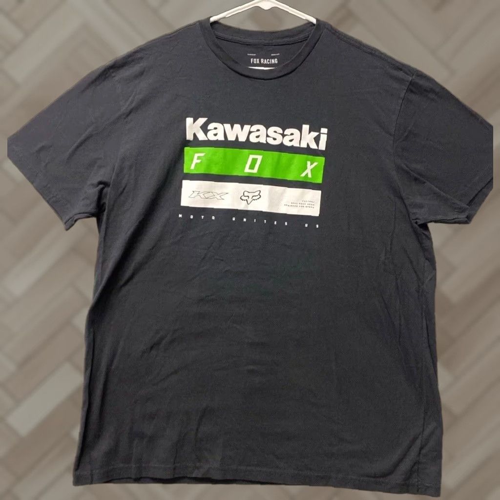 Fox Racing Fox Racing Kawasaki T-Shirt 2XL Black Cotton Slim Fit Crew Neck Short Sleeve Mens Size US XXL / EU 58 / 5 - 1 Thumbnail