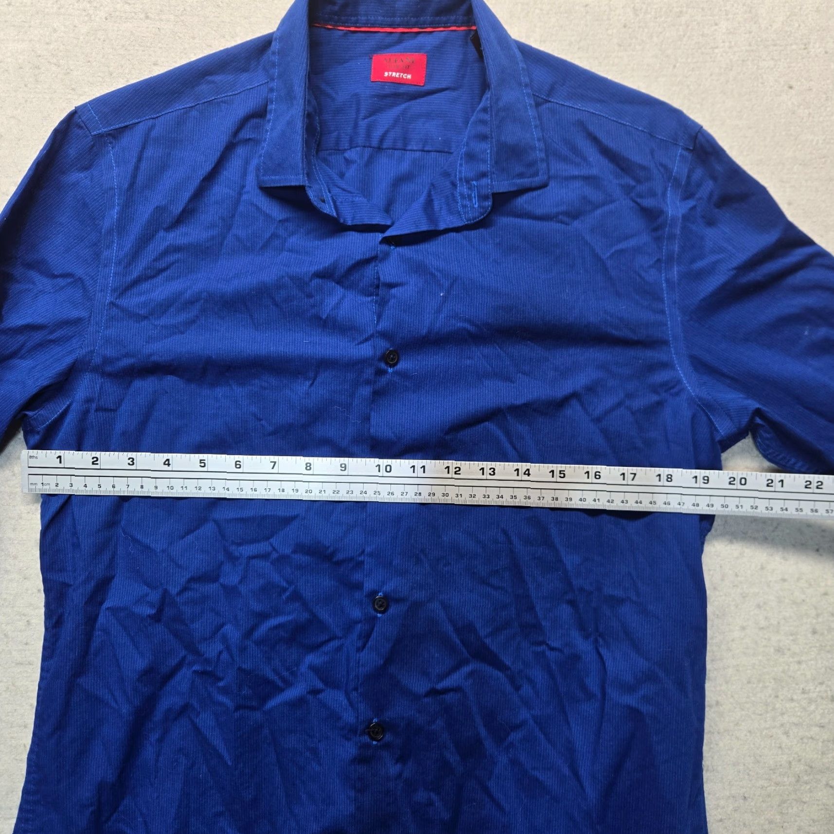 Alfani Alfani Shirt Mens Regular Medium Blue Solid Stretch Dress Shirt 72% Cotton/25% Nylon/3% Spandex AlfaTech 15-15.5 32-33 M Size 40R - 4 Thumbnail