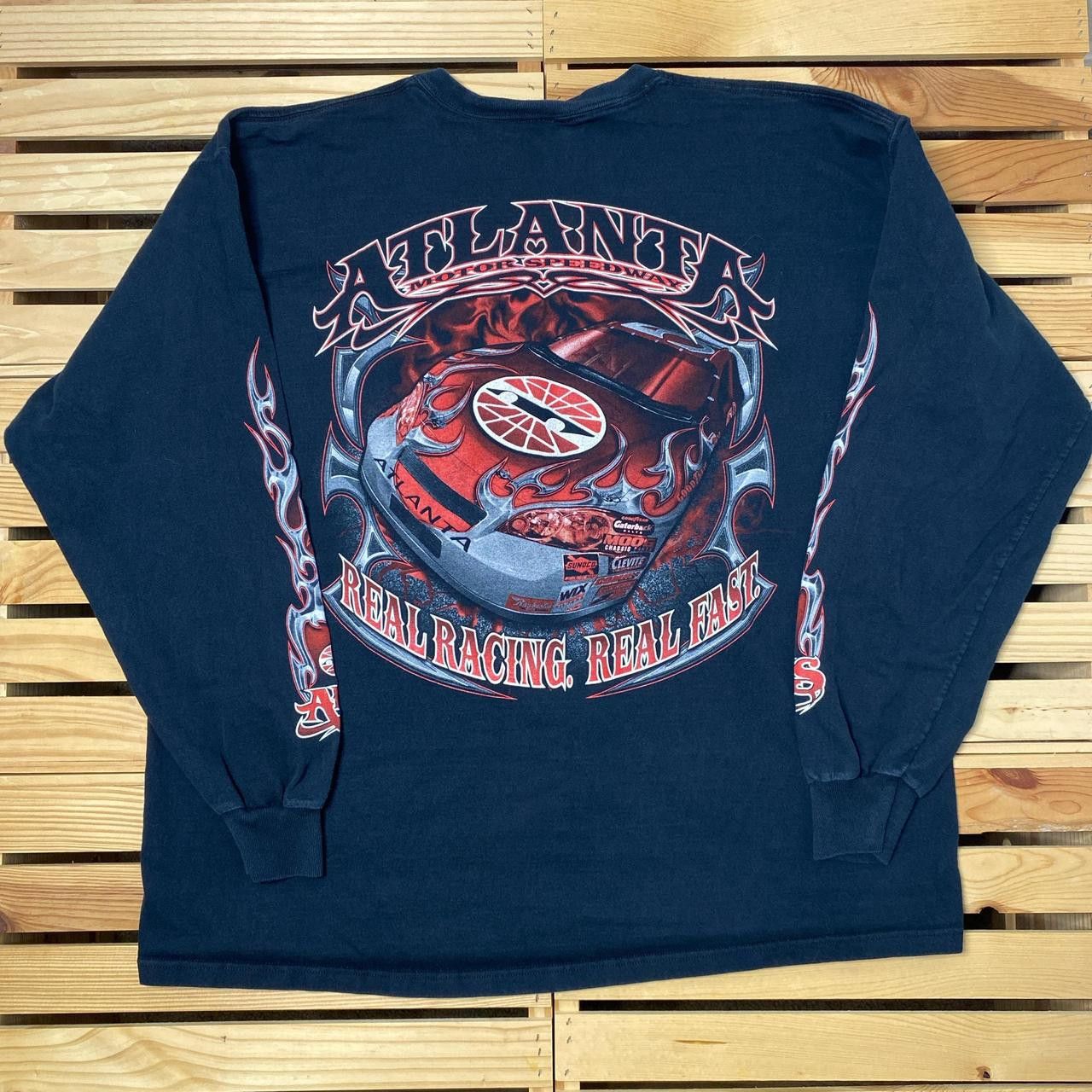 Fruit Of The Loom Vintage NASCAR Black Racing Tee with Flame Sleeves Size 2XL Size US XXL / EU 58 / 5 - 1 Thumbnail