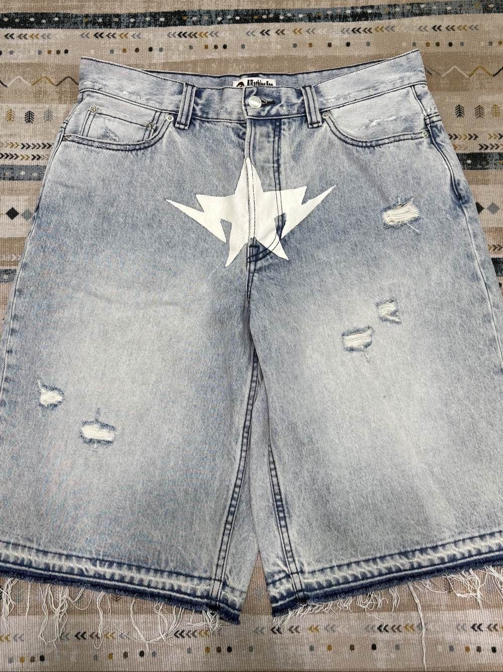 Bape A BATHING APE Star Logo Denim Shorts Size XL Size US 36 / EU 52 - 1 Thumbnail