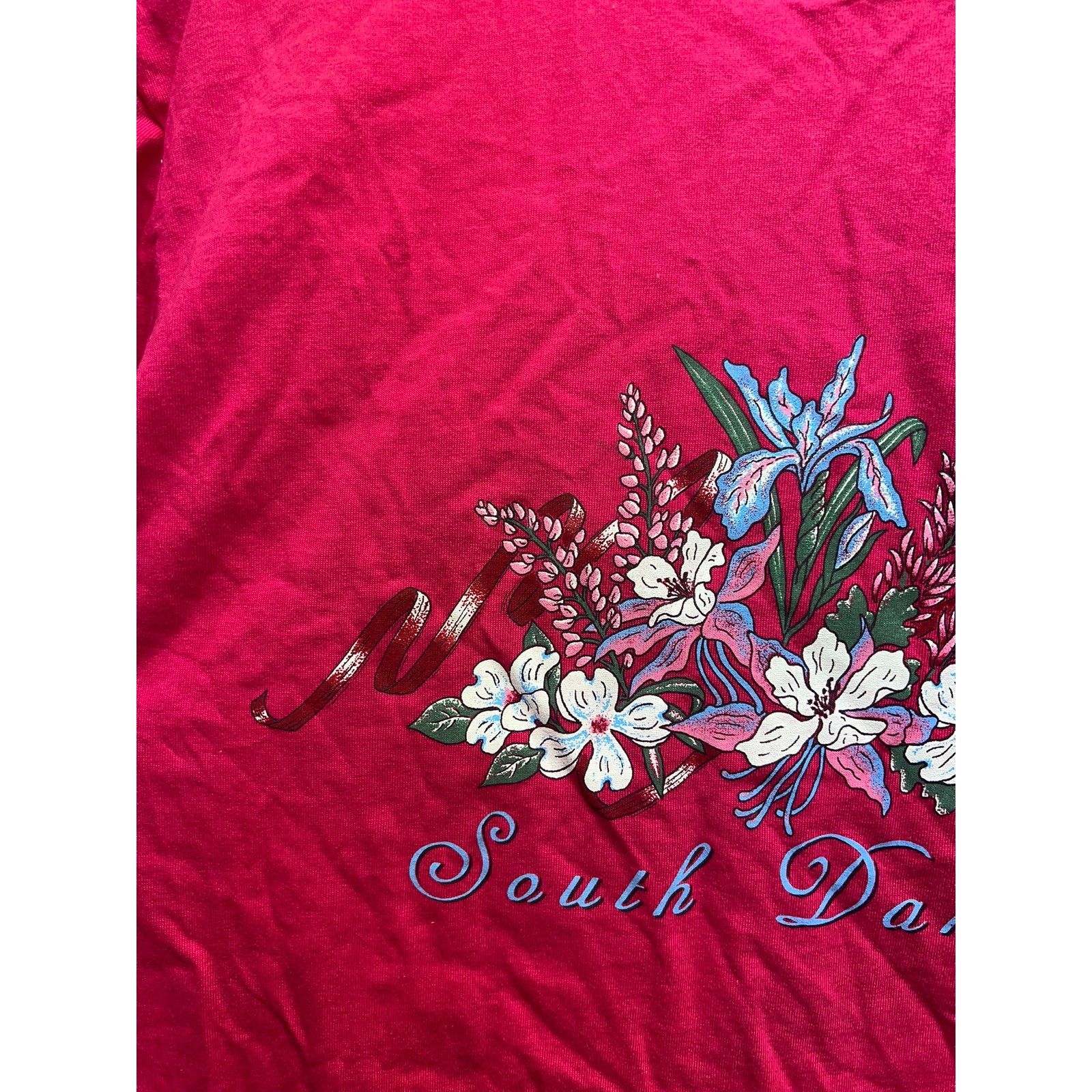 Jerzees Vintage South Dakota Shirt Pink Flower Pink Tee 90s Large L Size US L / EU 52-54 / 3 - 2 Thumbnail