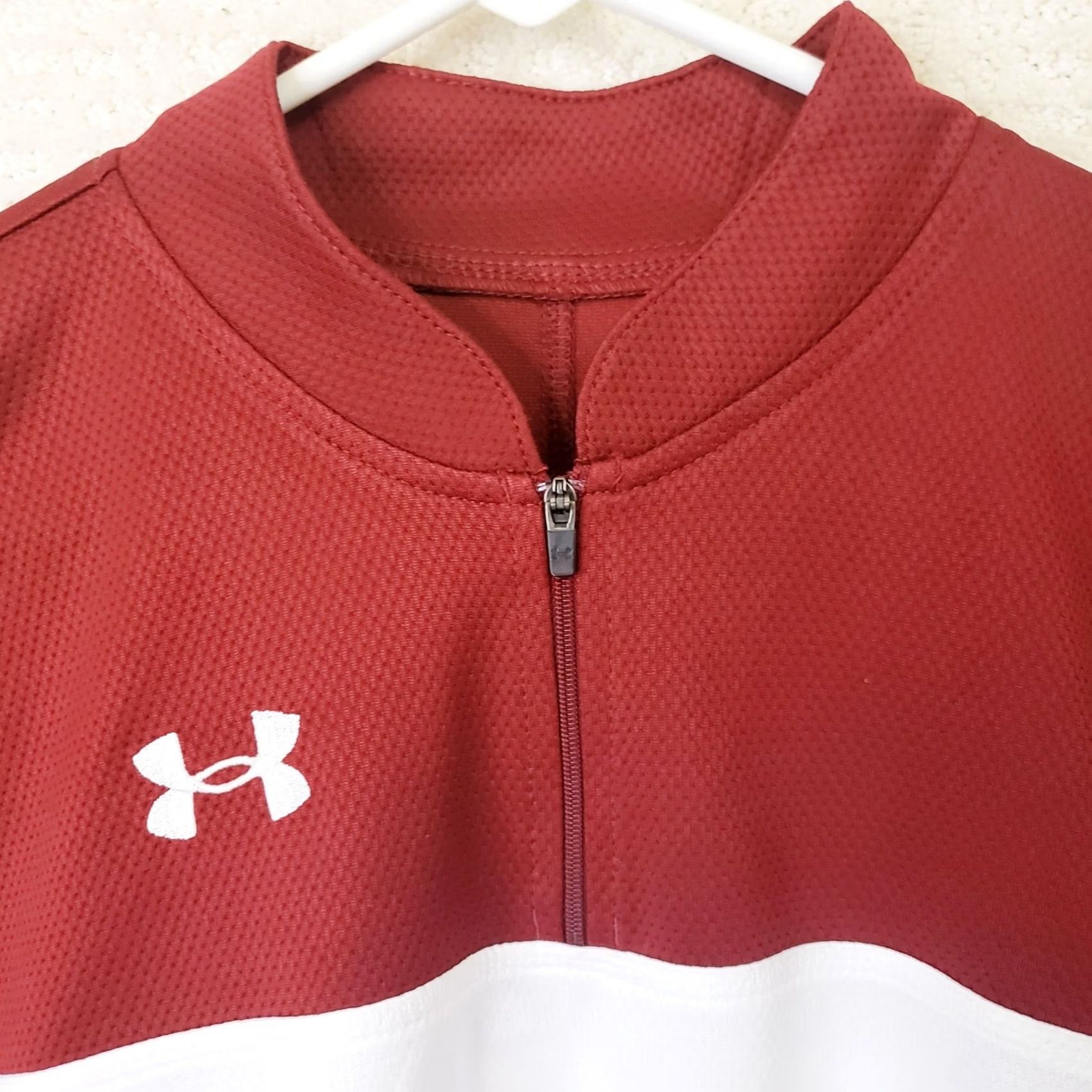 Under Armour Under Armour Pullover Shirt Mens L Garnet Wht Carolina Gamecocks Tech 1/4 Zip LS Size US L / EU 52-54 / 3 - 7 Thumbnail