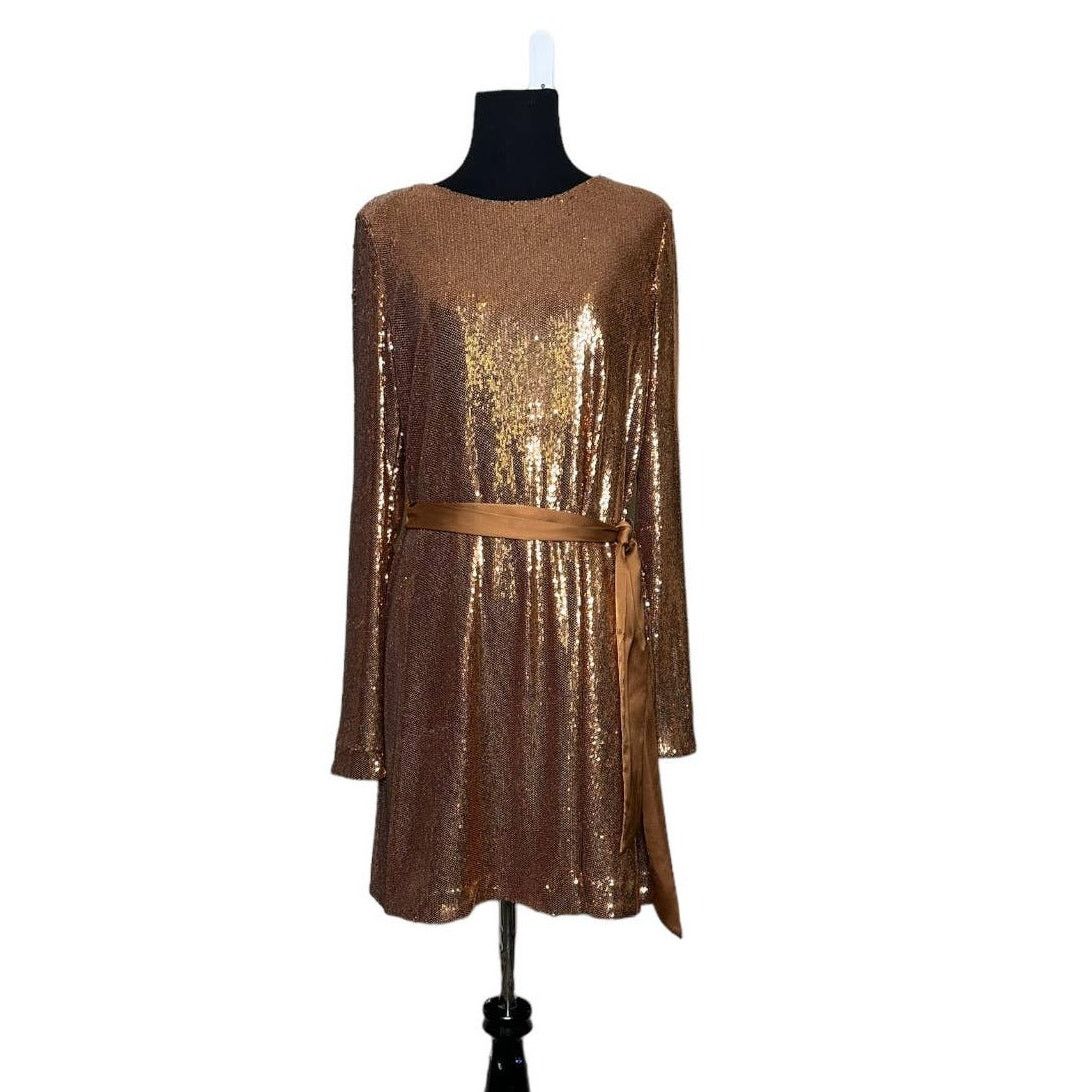 Ramy Brook Ramy Brook Hallie Gold Sequin Belted Mini Dress size S Size S / US 4 / IT 40 - 1 Thumbnail
