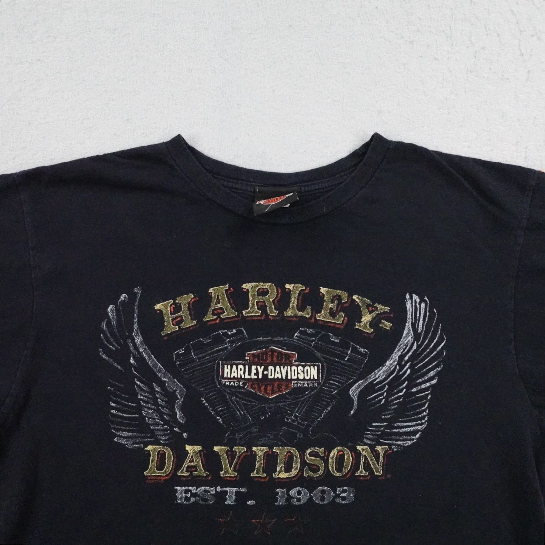 Harley Davidson Harley-Davidson Shirt Mens Large Black Fresno California Wings Motorcycles Biker T-Shirt Short Sleeve Graphic Print Crew Neck Cotton Size US L / EU 52-54 / 3 - 2 Thumbnail