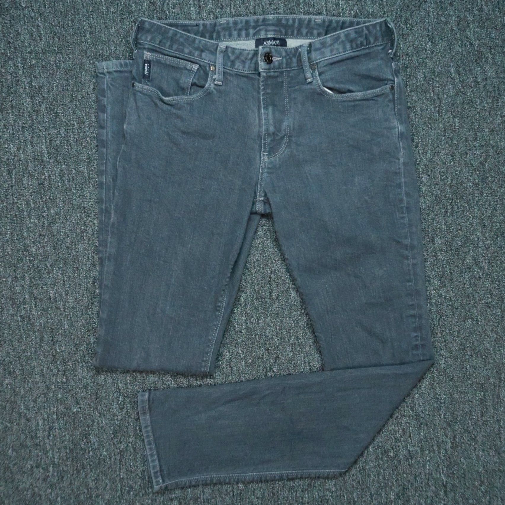 Vintage Armani Jeans Mens Jeans 31x31 5-Pocket Straight Denim Gray Blue Cotton Denim Vintage No Size US 31 - 2 Thumbnail