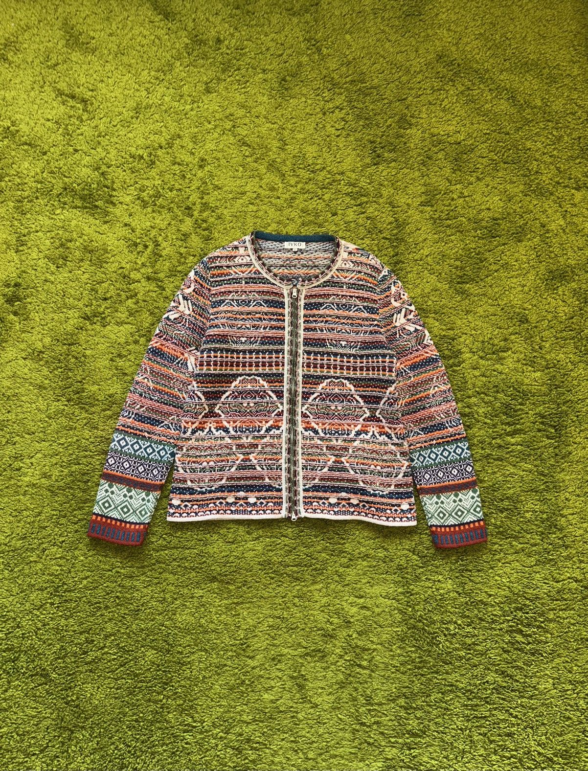 Ivko avant garde wool blend coloured zip cardigan sweater