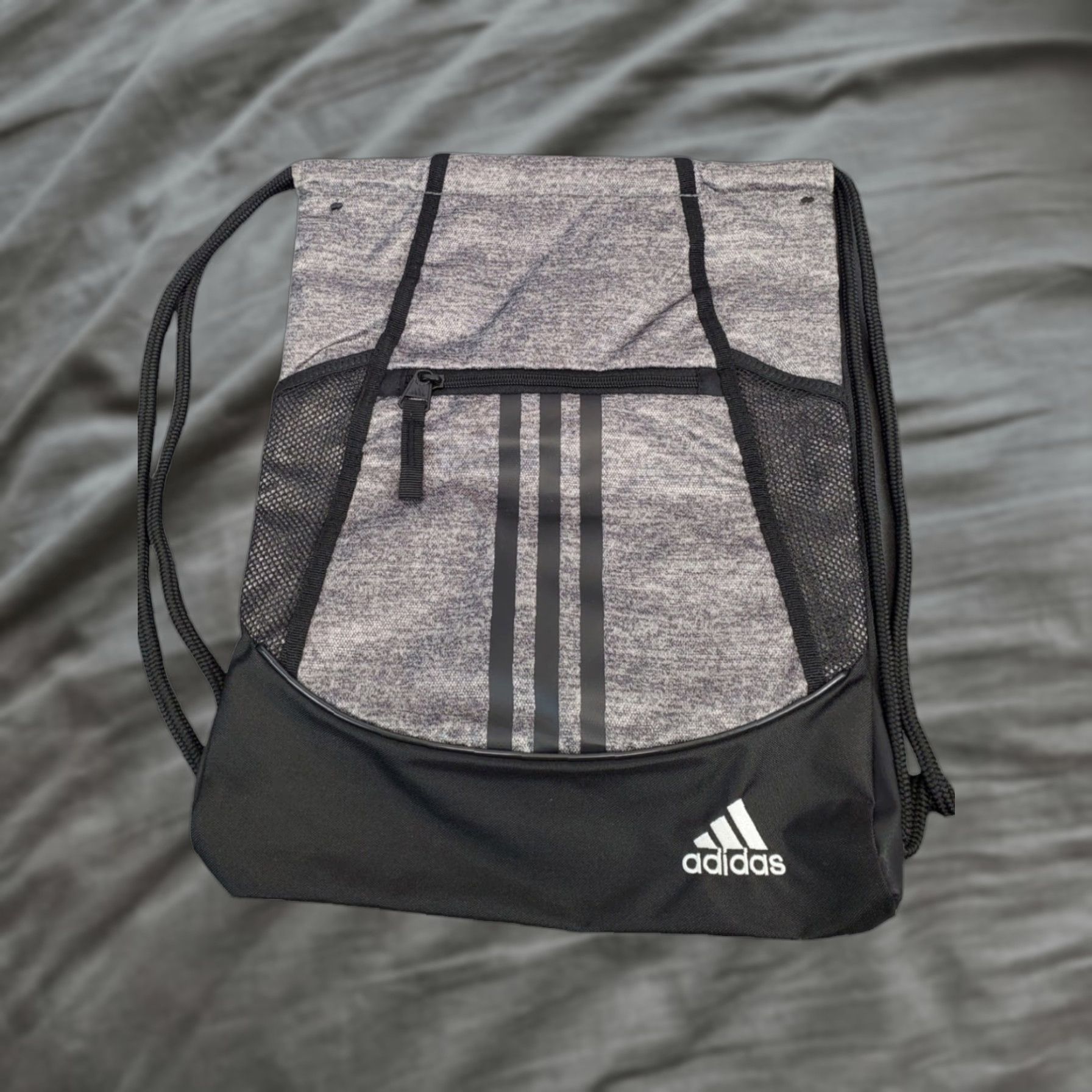 Adidas adidas Sackpack Unisex Gray Drawstring Luggage Bag Backpack Medium Size ONE SIZE - 1 Thumbnail
