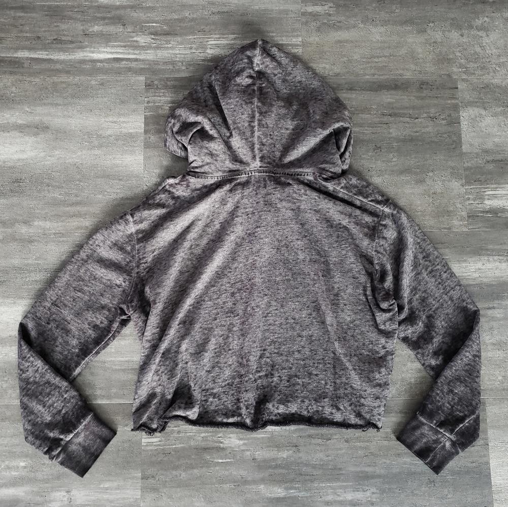 Designer Grey Black LA Hearts Cropped Hoodie Size M / US 6-8 / IT 42-44 - 2 Thumbnail