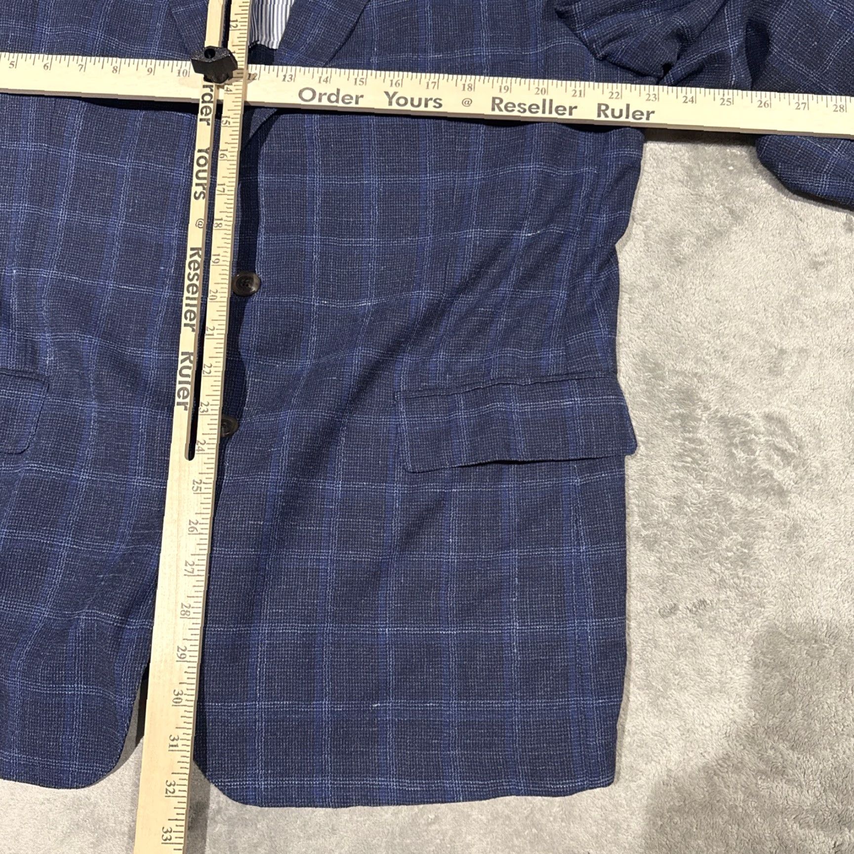 Allen Edmonds VINTAGE Allen Edmonds Wool Sport Coat Blazer Blue Plaid 46R Mens Union USA Made Size 46R - 5 Thumbnail