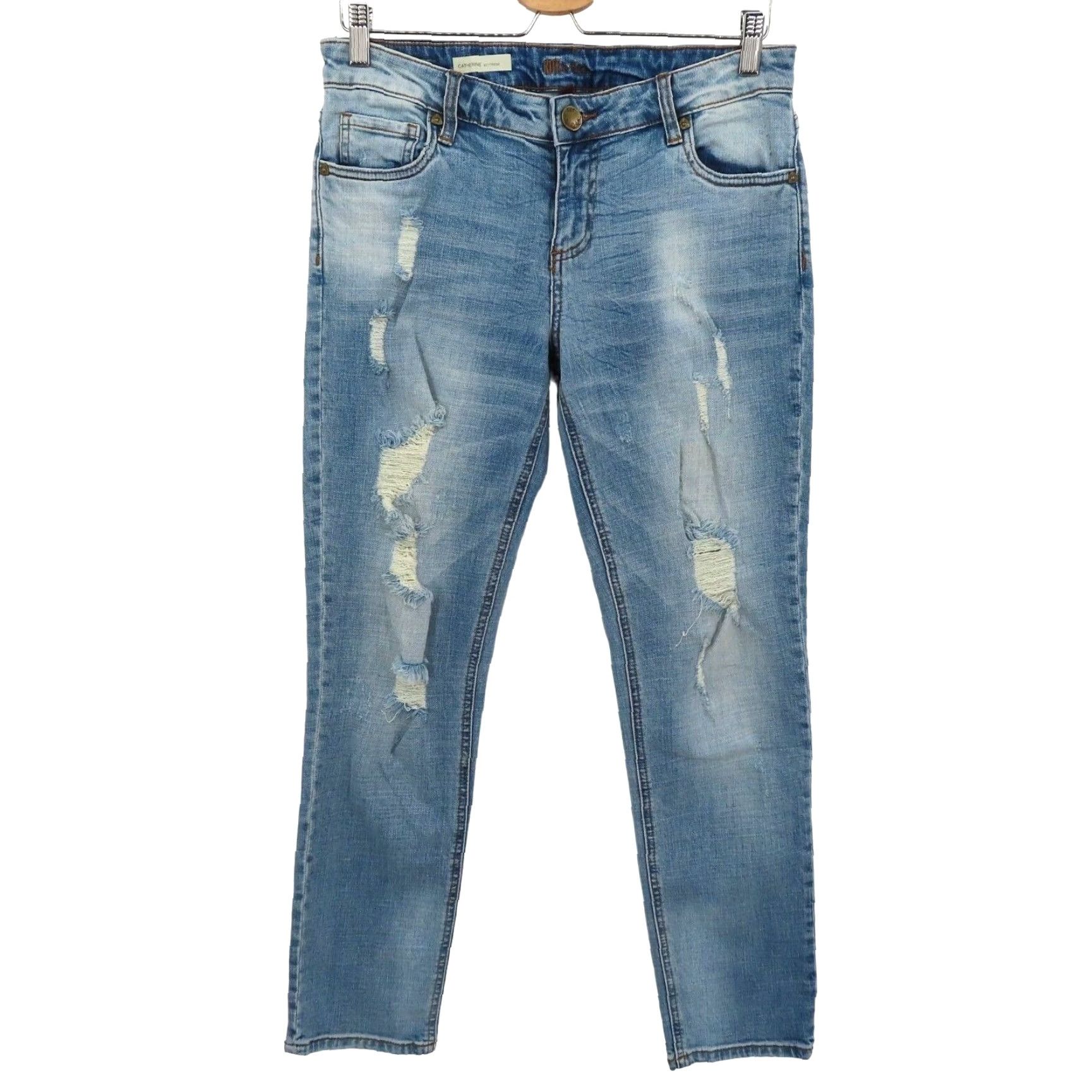 Vintage KUT from the Kloth Catherine Boyfriend Distressed Blue Denim Jeans Womens 6 Regular 5-Pocket Design Blue Jeans Size 28" / US 6 / IT 42 - 2 Thumbnail