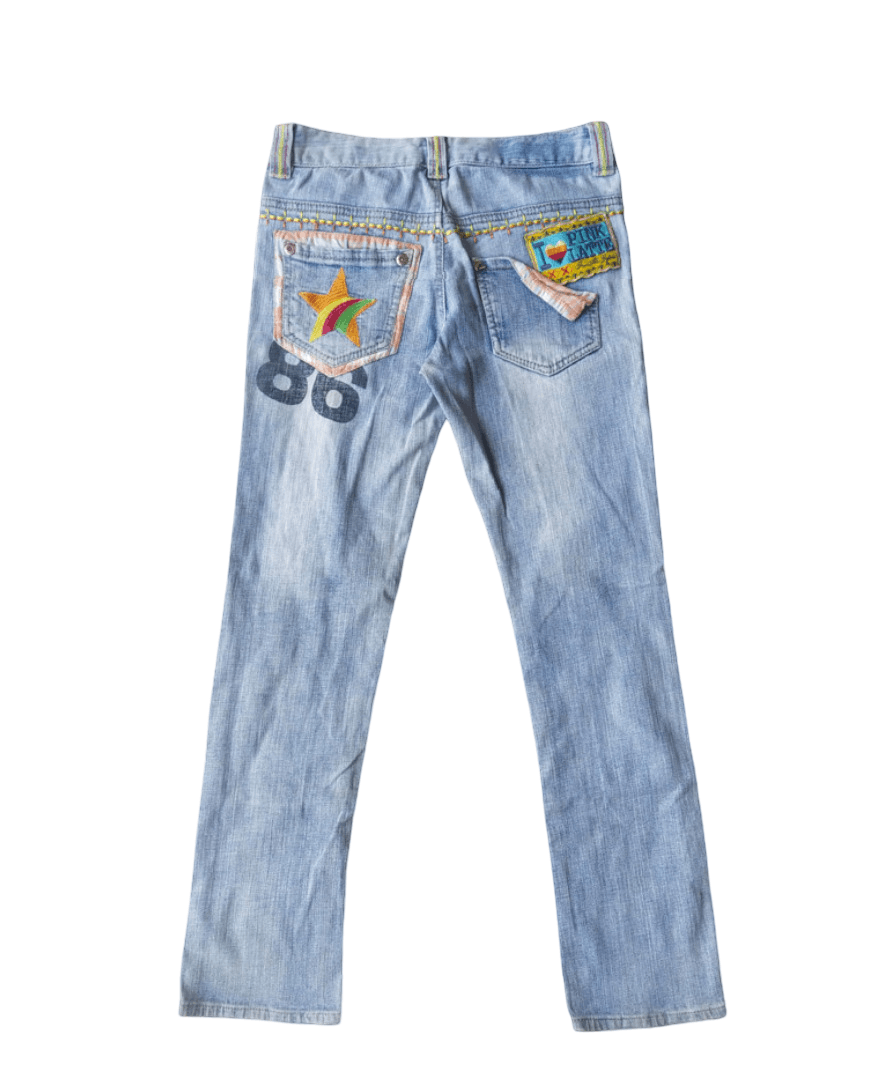 Hysteric Glamour Pink Latte Y2K Embroidered Rainbow Jeans Harajuku J-Fashion Size 27" / US 4 / IT 40 - 1 Thumbnail