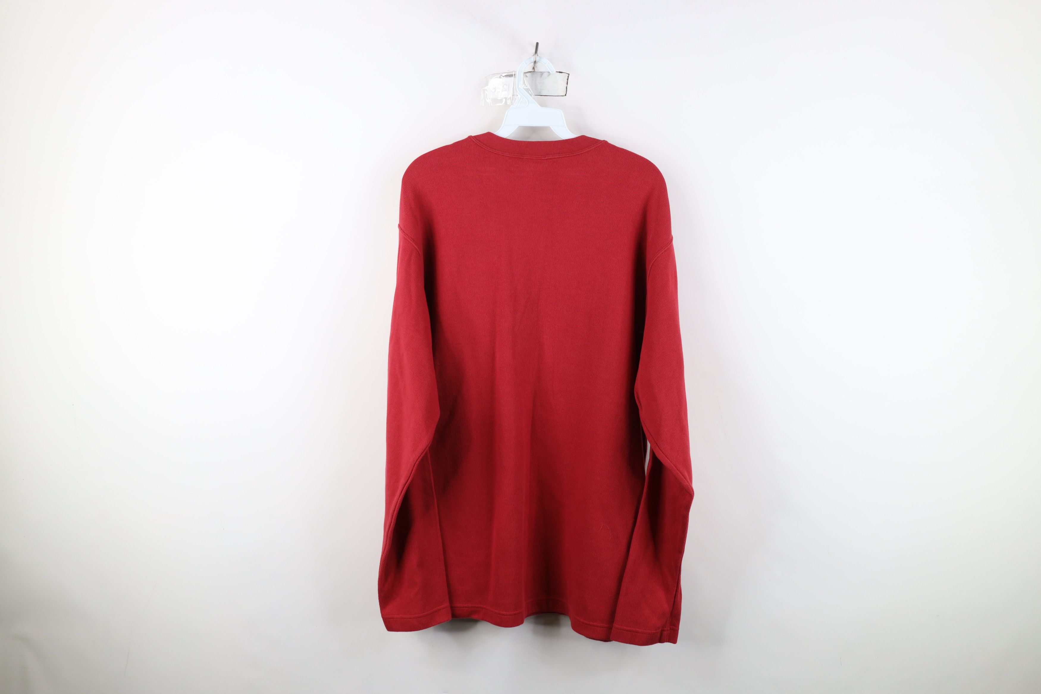 Nike Vintage 90s Nike Swoosh Ribbed Knit Long Sleeve T-Shirt Red Size US M / EU 48-50 / 2 - 11 Thumbnail