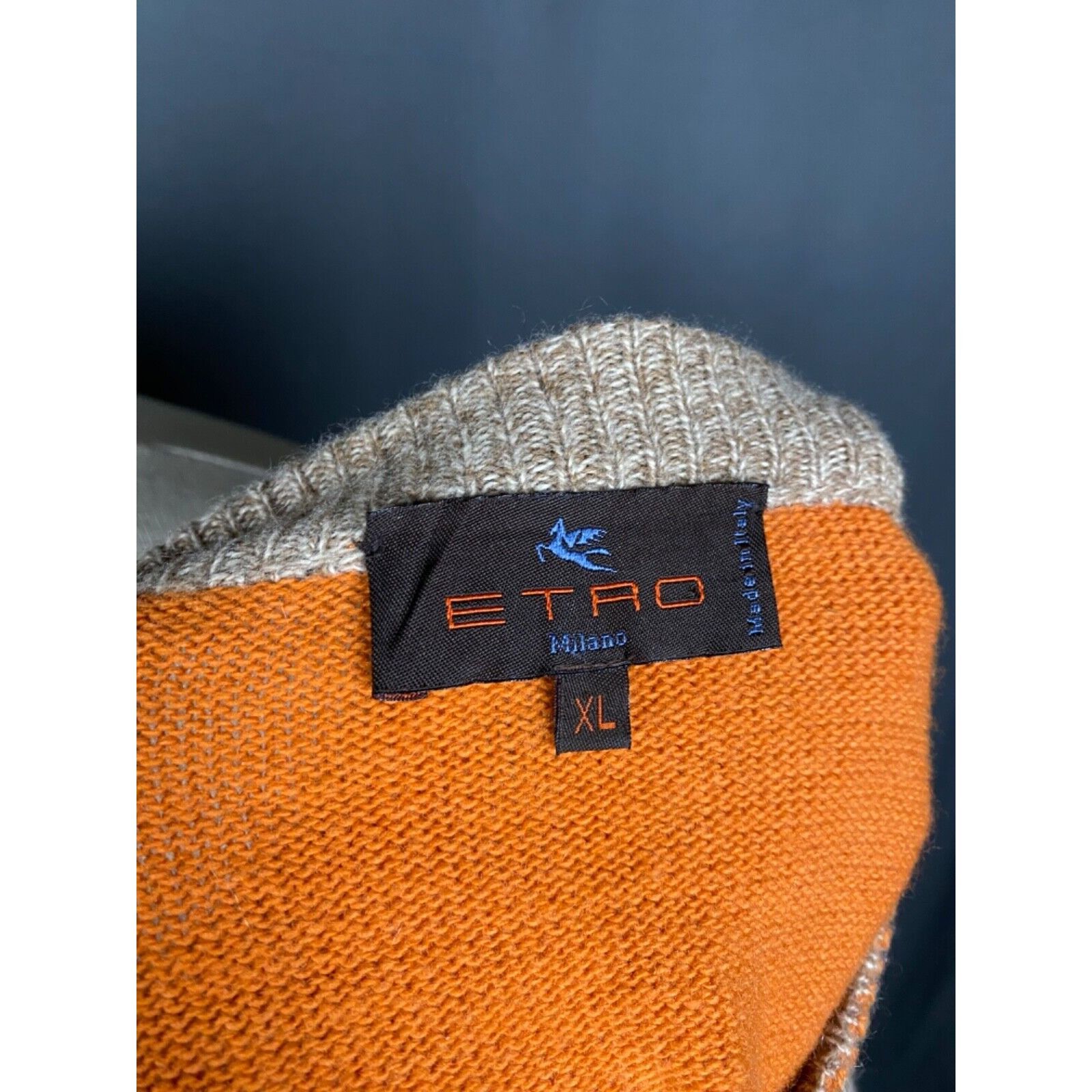 Etro Etro Men's Gray Orange Wool Cashmere Crewneck Sweater Size X Size US XL / EU 56 / 4 - 8 Thumbnail