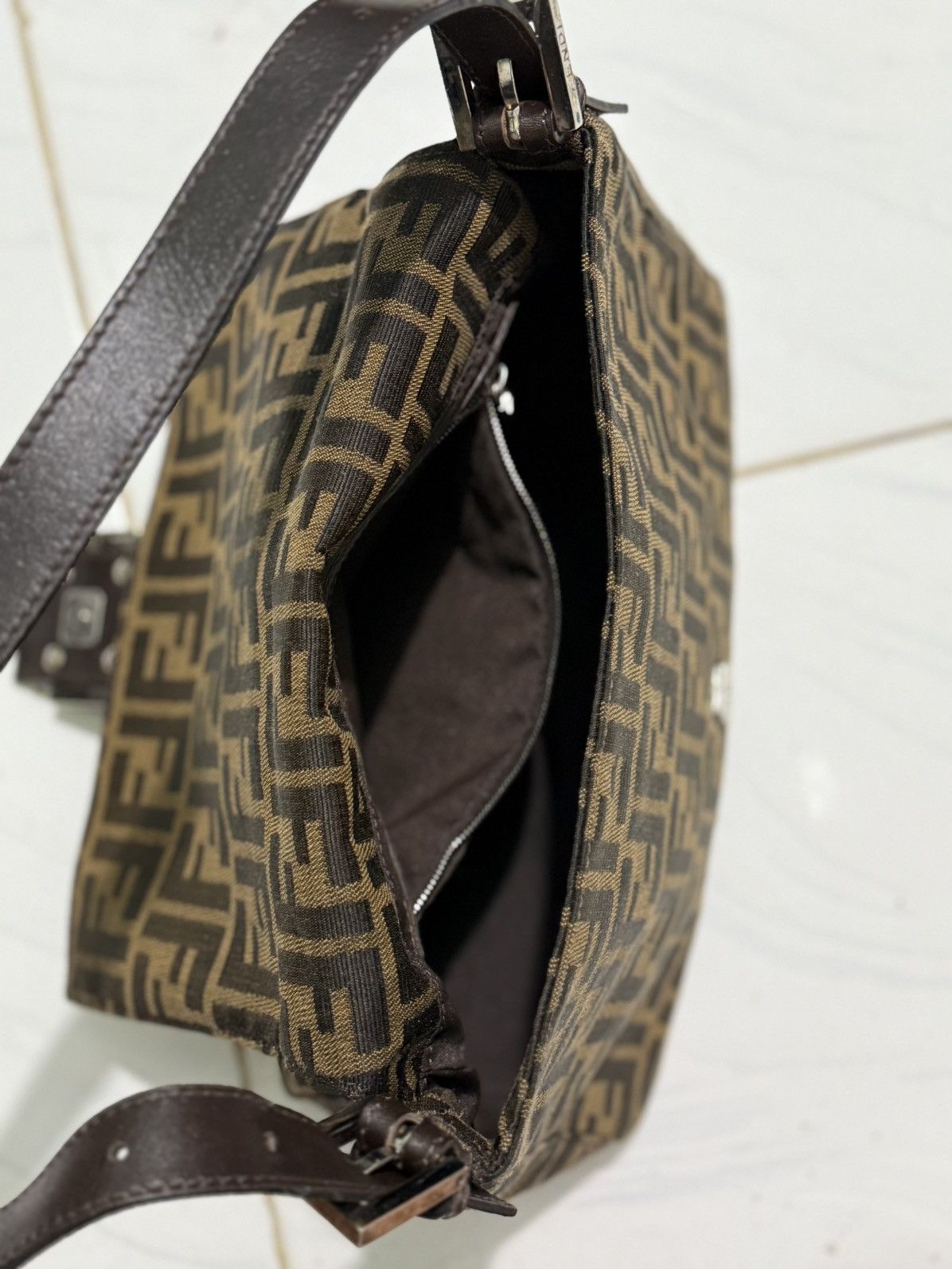 Fendi Fendi Mamma Baguette Bag Zucca Handbag Leather Canvas Brown Size ONE SIZE - 9 Thumbnail
