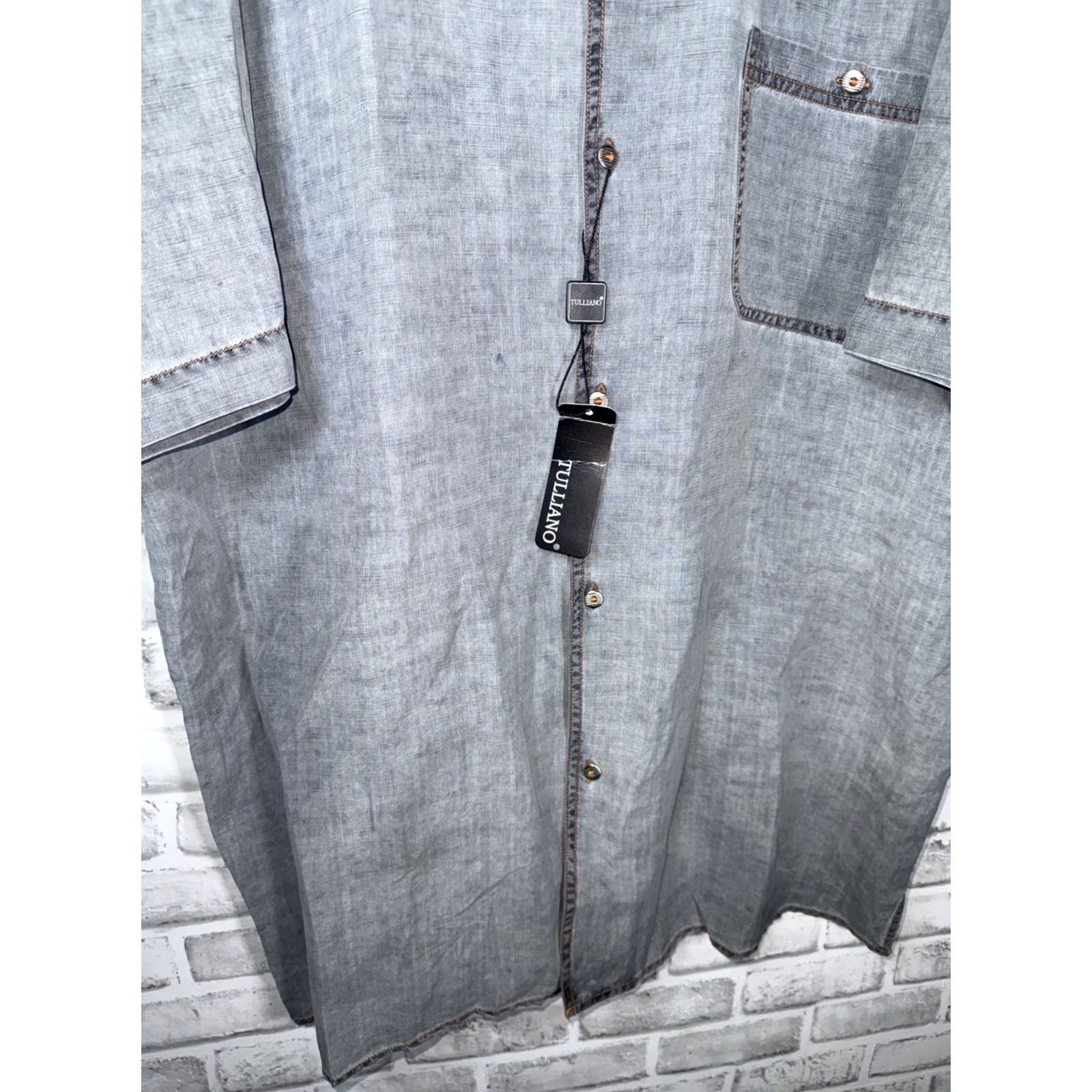 Vintage NWT Trulliano Silk Linen Blend Short Sleeve Button-Down Shirt Mens XL Gray Size US XL / EU 56 / 4 - 6 Thumbnail