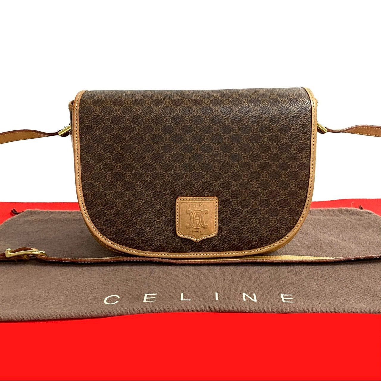 Celine Shoulder Bag Brown Leather