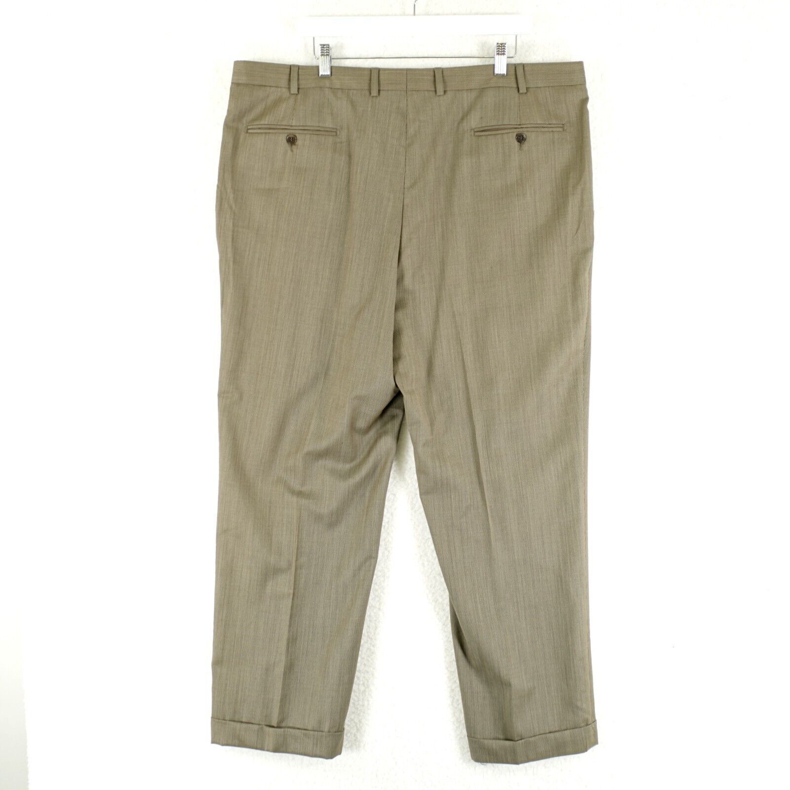 Zanella Zanella Bennett Nordstrom Beige Textured Wool Check Pleated Size 42R - 5 Thumbnail