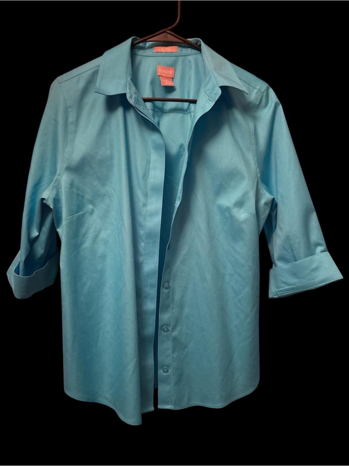 Chicos Chico’s Teal Button-Up Shirt Size M / US 6-8 / IT 42-44 - 1 Thumbnail