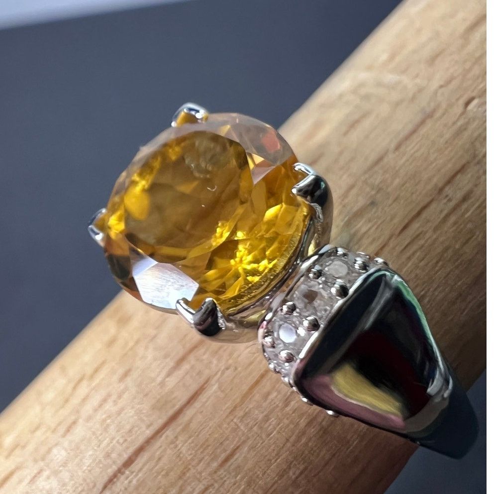 Other Yellow Citrine Sterling Silver Ring 3.08ctw size 9 Size ONE SIZE - 1 Thumbnail