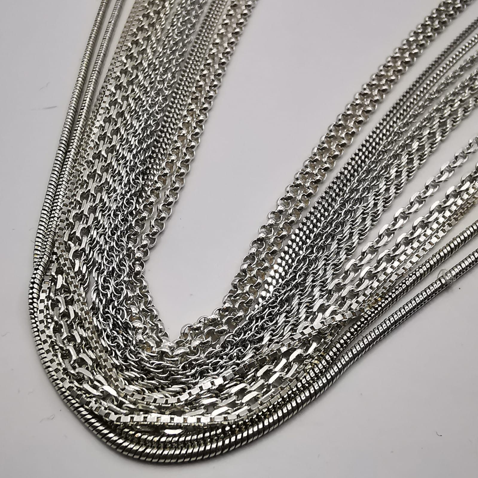 Sterling Silver Vintage 7 Chains Necklece,925 Sterling Silver,Signed, 29,68g Size ONE SIZE - 4 Thumbnail
