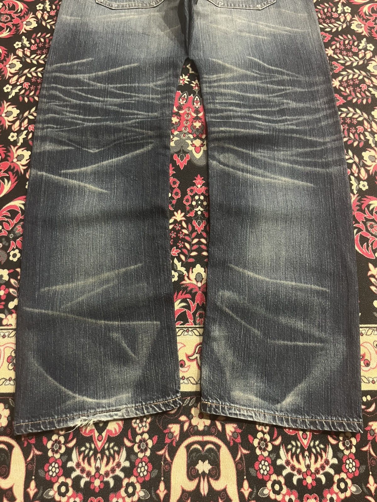 Who Decides War Vintage Edwin XV Double Pocket Blue Washed Whisker Rip Jeans Size US 34 / EU 50 - 11 Thumbnail