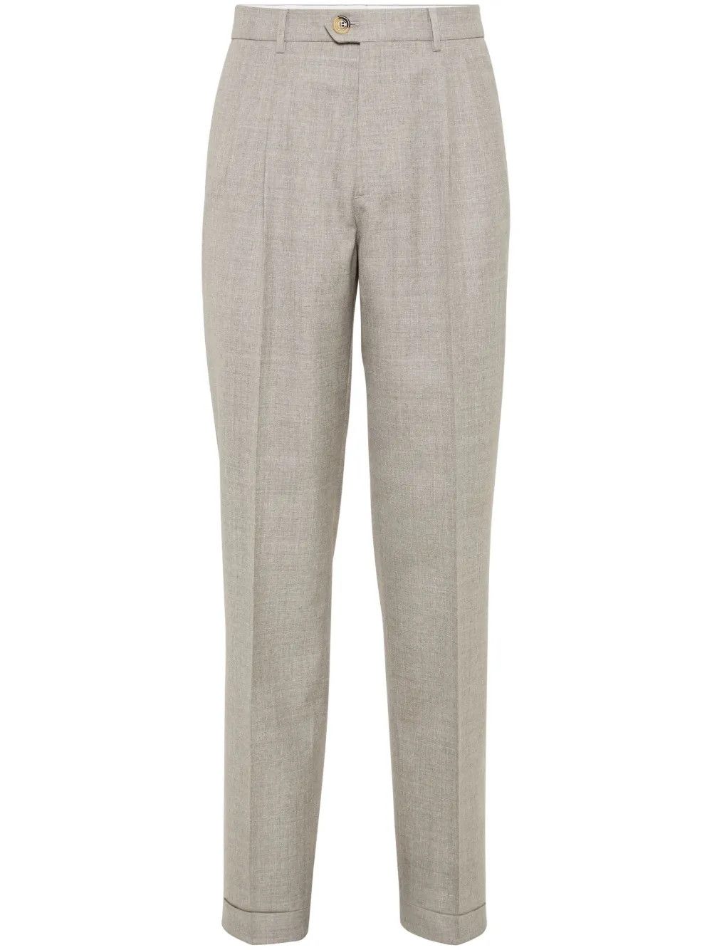 Brunello Cucinelli o1la1rc1a0326 Pleat-Detail Tailored Pants in Beige Size US 32 / EU 48 - 1 Thumbnail