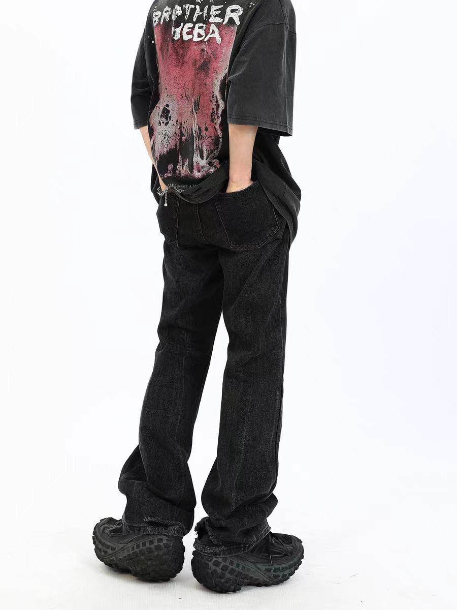 Japanese Brand × Jean Vintage washed and worn black ripped micro flare jeans Size US 34 / EU 50 - 5 Thumbnail