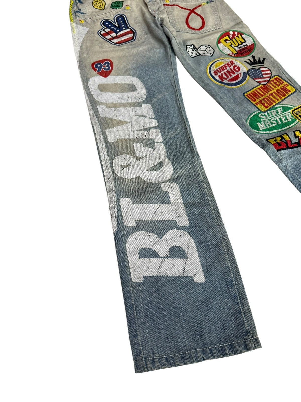 Japanese Brand Y2K Blue Moon Blue Denim Jeans Design Art Hippie Style Size US 28 / EU 44 - 10 Thumbnail