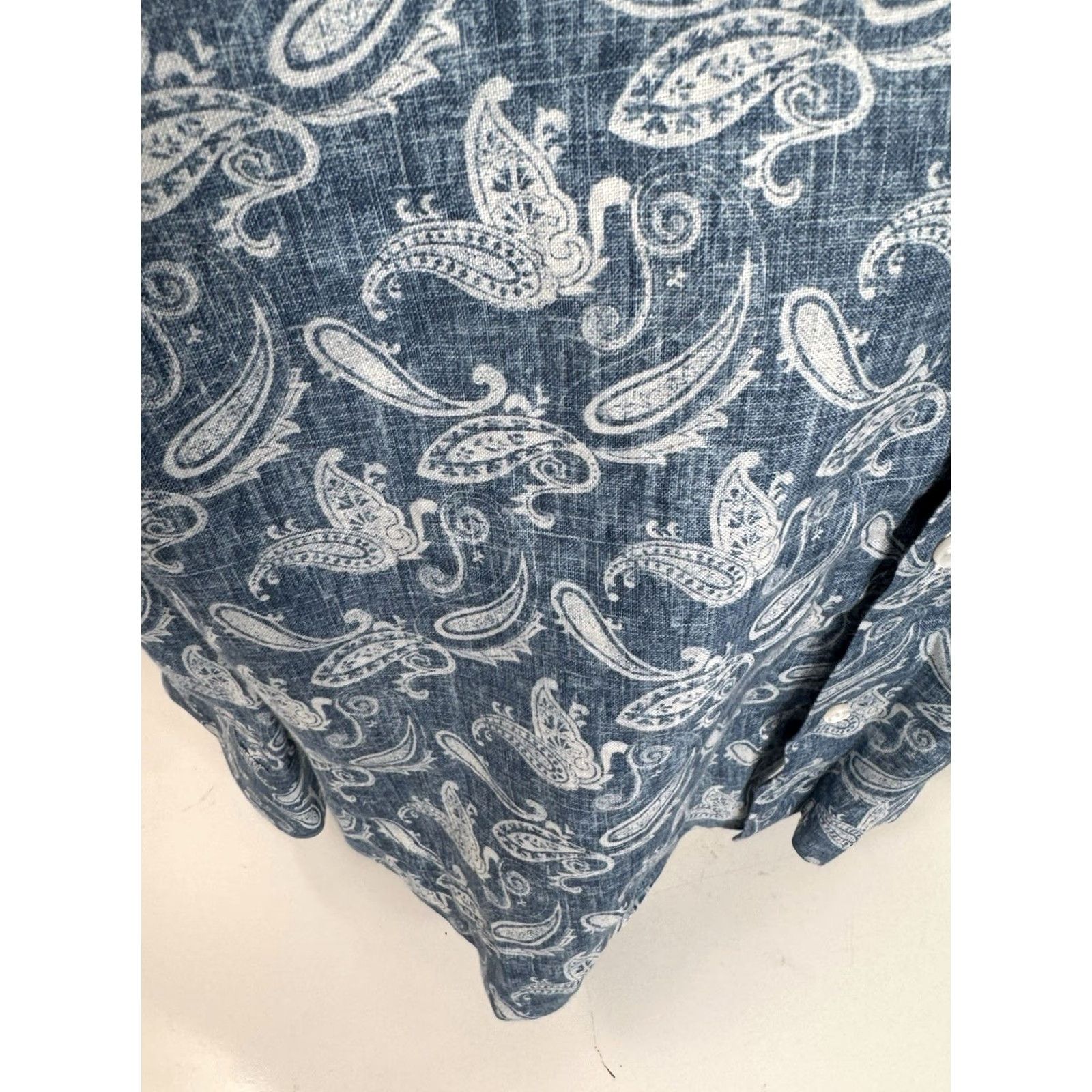 Vintage MAROL Italy LINEN Paisley Mens M/L Shirt Blue White Long Sleeve Button-Up Casual Shirt Men's VINTAGE? Size US L / EU 52-54 / 3 - 2 Thumbnail