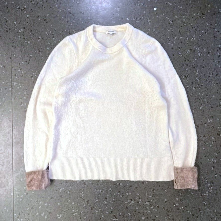 Madewell Madewell Cream Knit Sweater w/ Mauve Cuffs L Size US L / EU 52-54 / 3 - 1 Thumbnail
