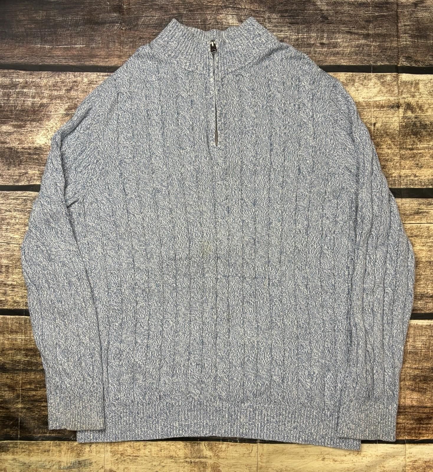 Brooks Brothers Brooks Brothers Sweater Mens XL Cable Knit Cotton 1/4 Zip Size US XL / EU 56 / 4 - 1 Thumbnail