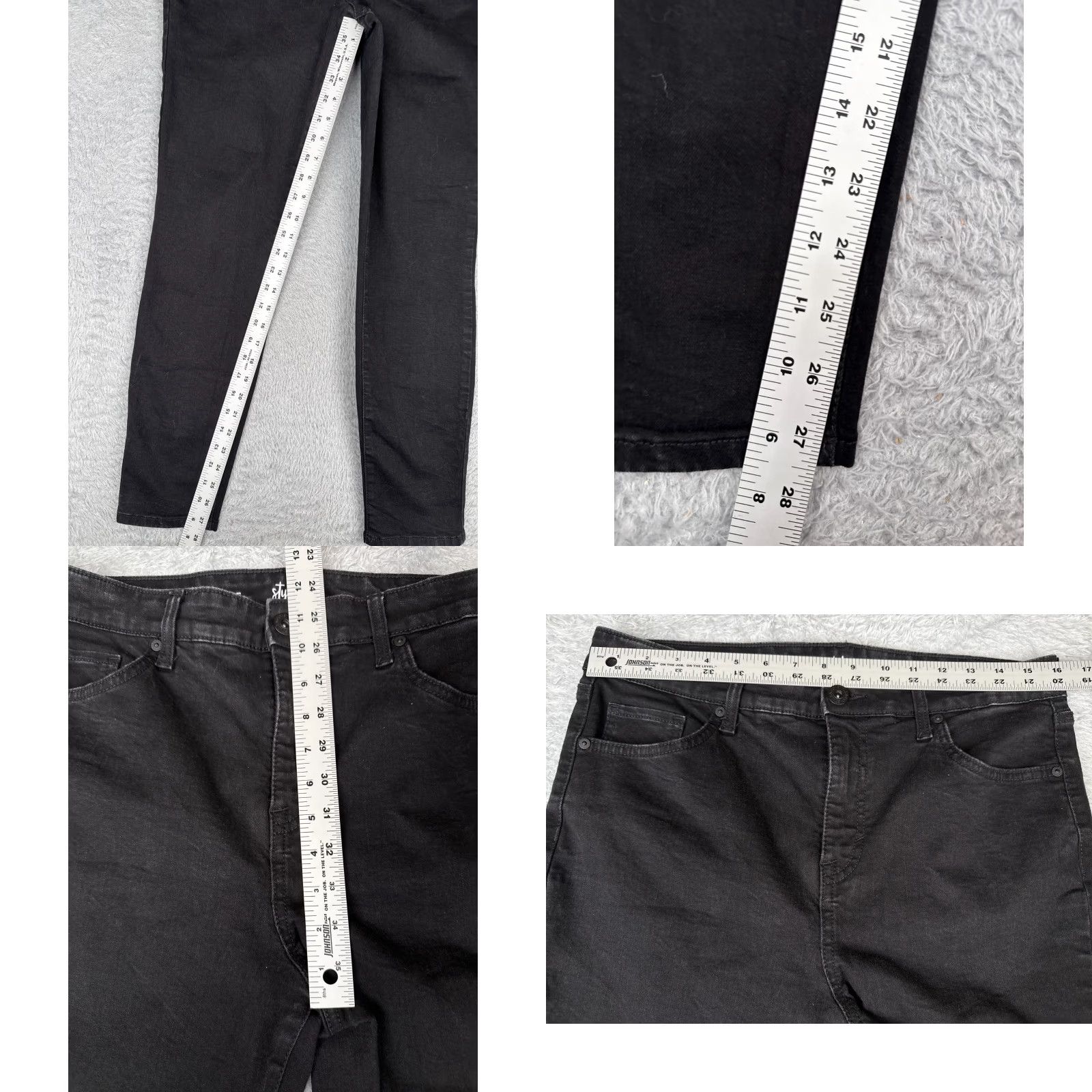 Vintage Style&co Jeans Womens 12 Black Denim Ankle High Rise Tapered Skinny 32x28 Size 34" / US 12 / IT 48 - 8 Thumbnail