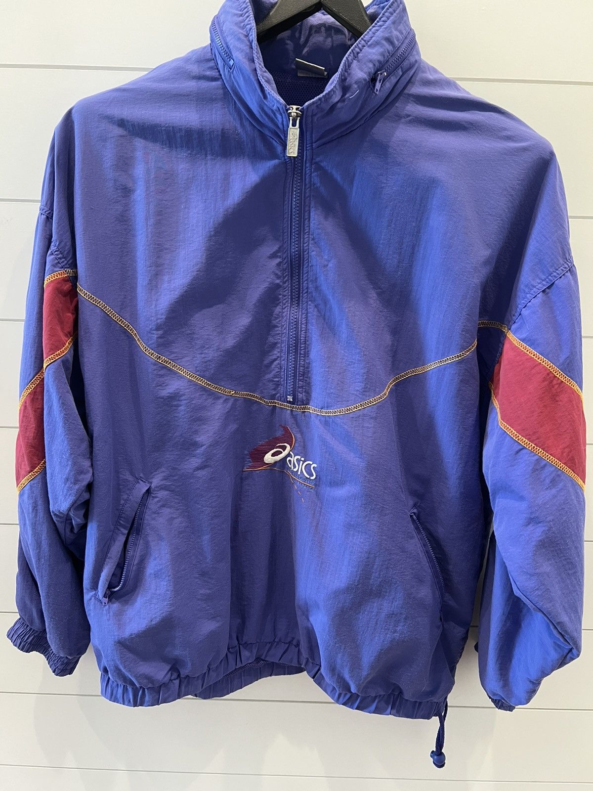 Asics Vintage Asics trilete line windbreaker bluish purple Size US XXL / EU 58 / 5 - 1 Thumbnail