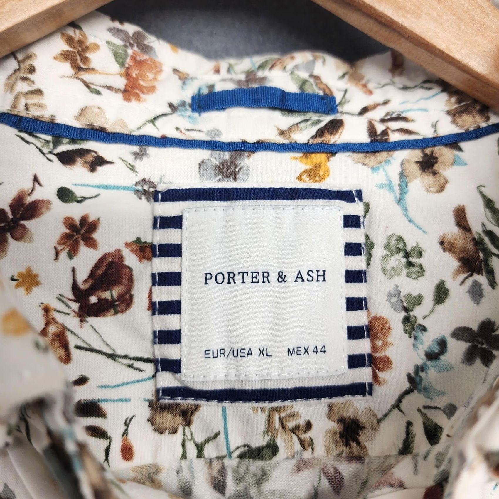 ASH Porter & Ash Shirt Mens XL White Floral Button Down Long Sleeve Cotton Preppy Size US XL / EU 56 / 4 - 3 Thumbnail