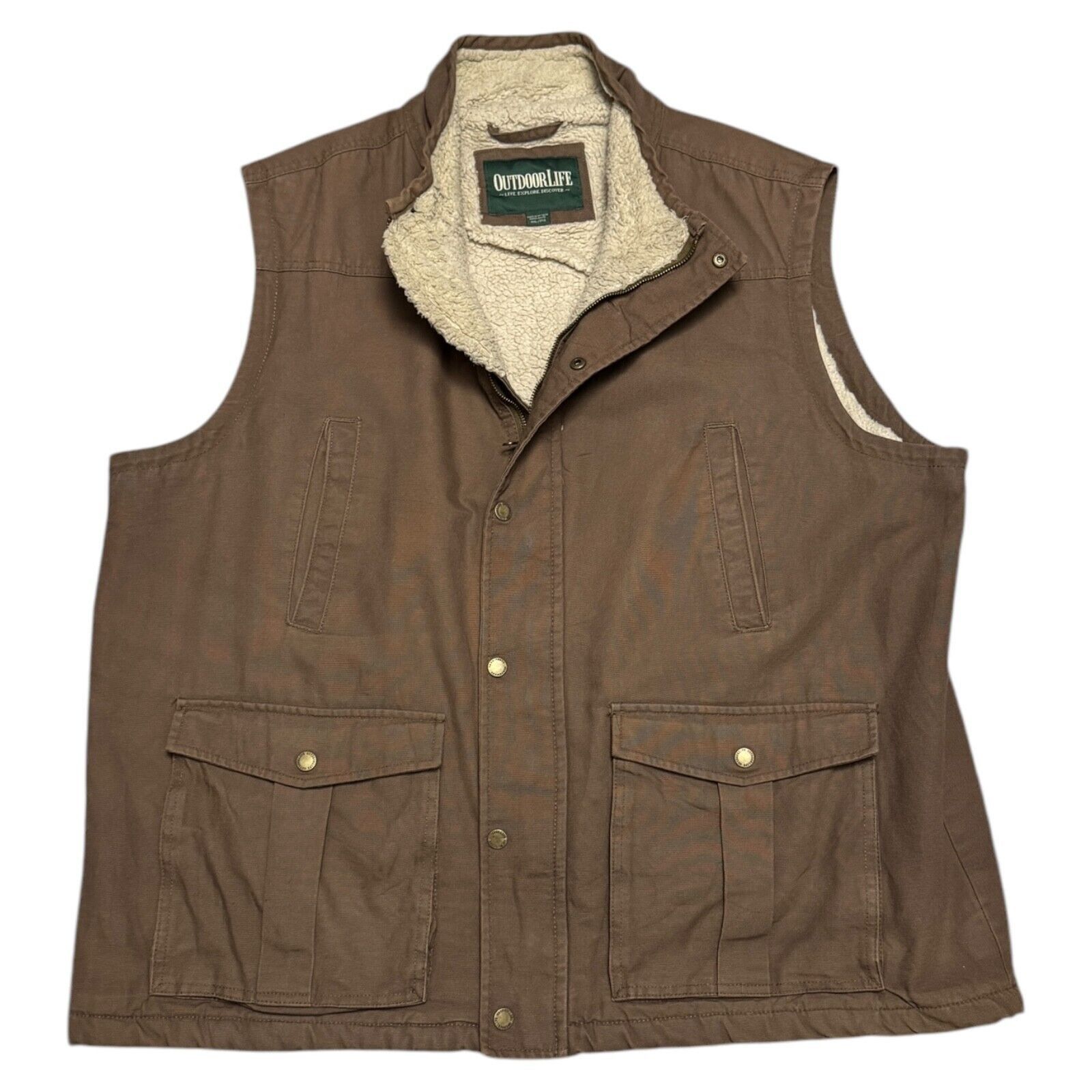 Other OUTDOOR LIFE Sherpa Fleece Lined Canvas Brown Work Vest 2XL Size US XXL / EU 58 / 5 - 1 Thumbnail