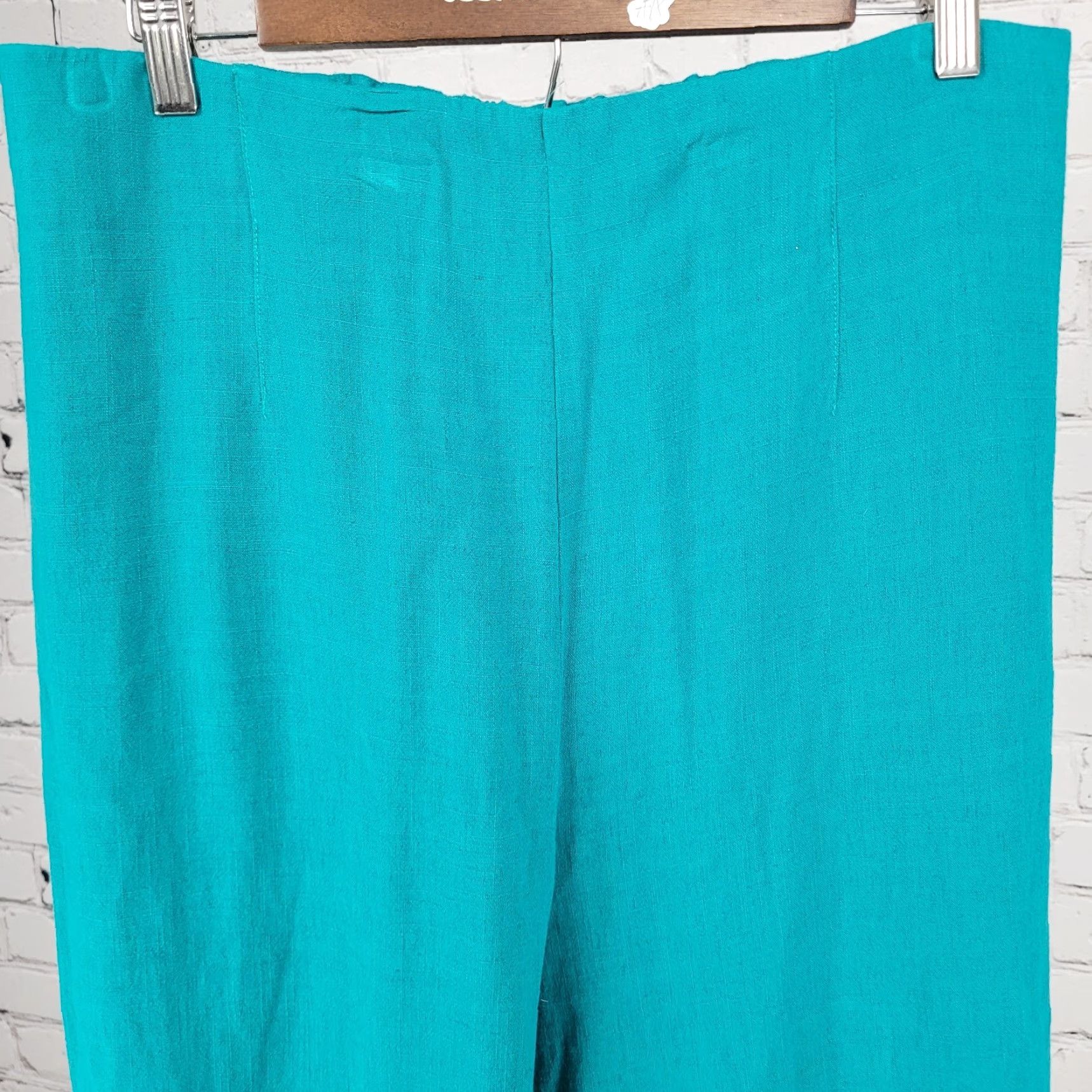 Soft Surroundings Soft Surroundings Blue Linen Blend High Rise Wide Leg Crop Pants Medium (32x21) Size 32" / US 10 / IT 46 - 5 Thumbnail