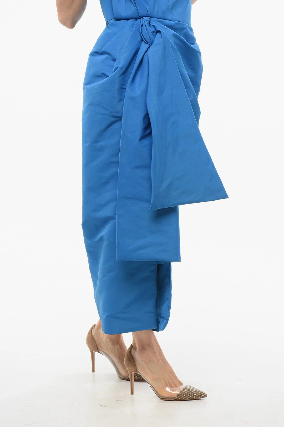 Alexander McQueen og1mm0426 Midi Draped Dress in Light Blue Size M / US 6-8 / IT 42-44 - 4 Thumbnail
