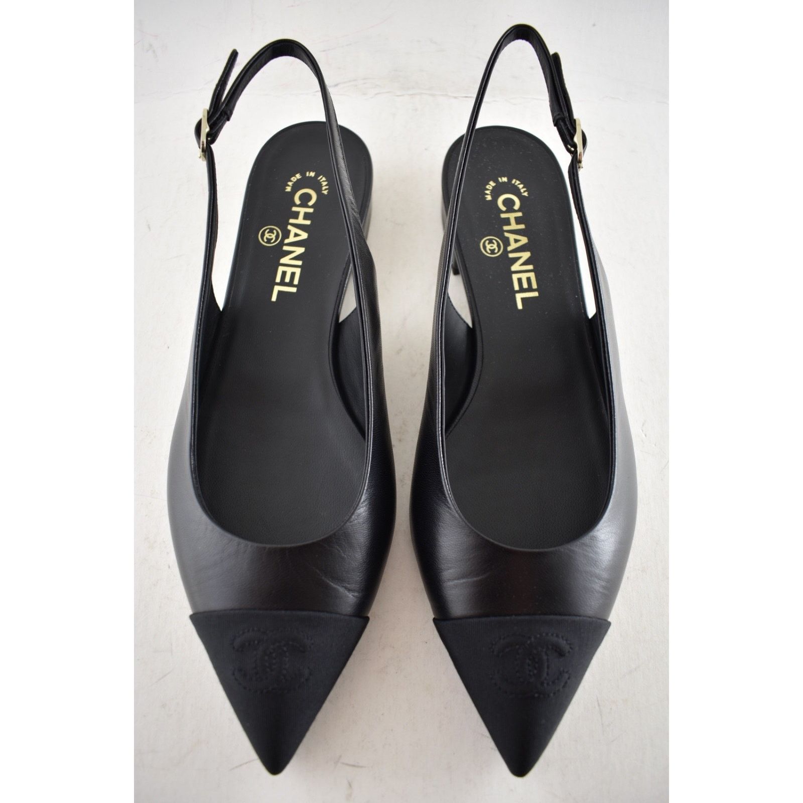 Chanel Chanel 24A Black Leather CC Logo Slingback Ballet Flat 38.5 Size US 8.5 / IT 38.5 - 8 Thumbnail