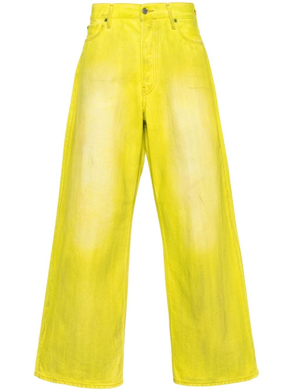 Yellow low-rise wide-leg jeans waxed jeans