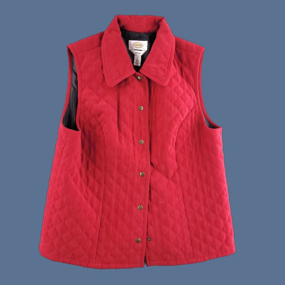 Talbots VINTAGE Talbots Quilted Vest Womens Small Red Sleeveless Snap Button Front Size S / US 4 / IT 40 - 1 Thumbnail