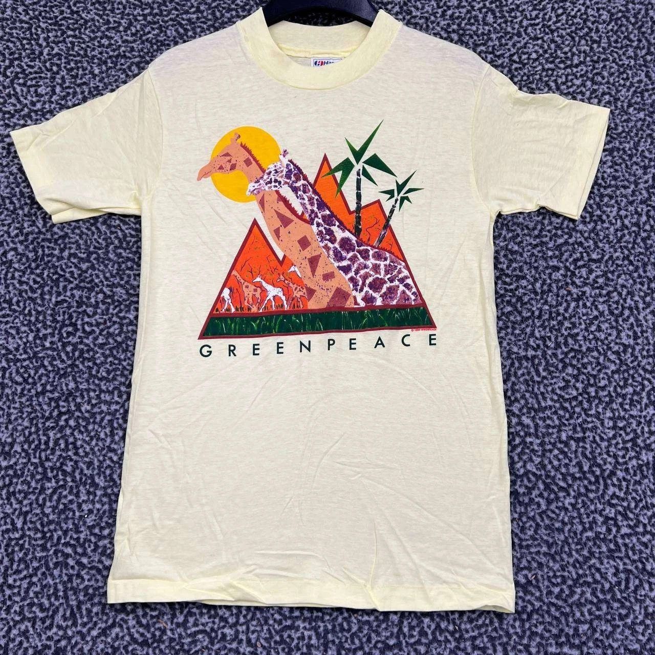 Hanes Vintage Green Peace Giraffe Shirt Men S Hanes Deadstock New Size US S / EU 44-46 / 1 - 1 Thumbnail